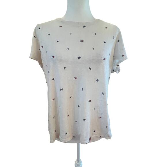 TOMMY HILLFIGER Tops - TOMMY HILLFIGER sport LOGO SHORT SLEEVE TEE WOMENS LARGE